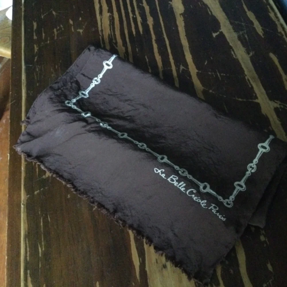 Vintage La Belle Creole - Paris Silk Scarf Horse bit design in a dk brown & gold - Picture 6 of 10